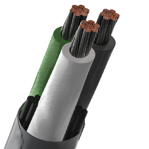 Round W-Type Mining Cable, EPR/CPE 2kV, 1, 2, 3 or 4 Conductors