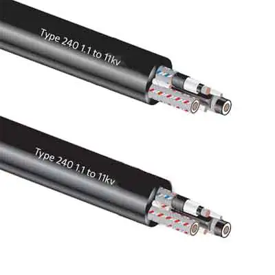 Type 240 Flexible Copper Screened Rubber Mining Cable with Three Pilots